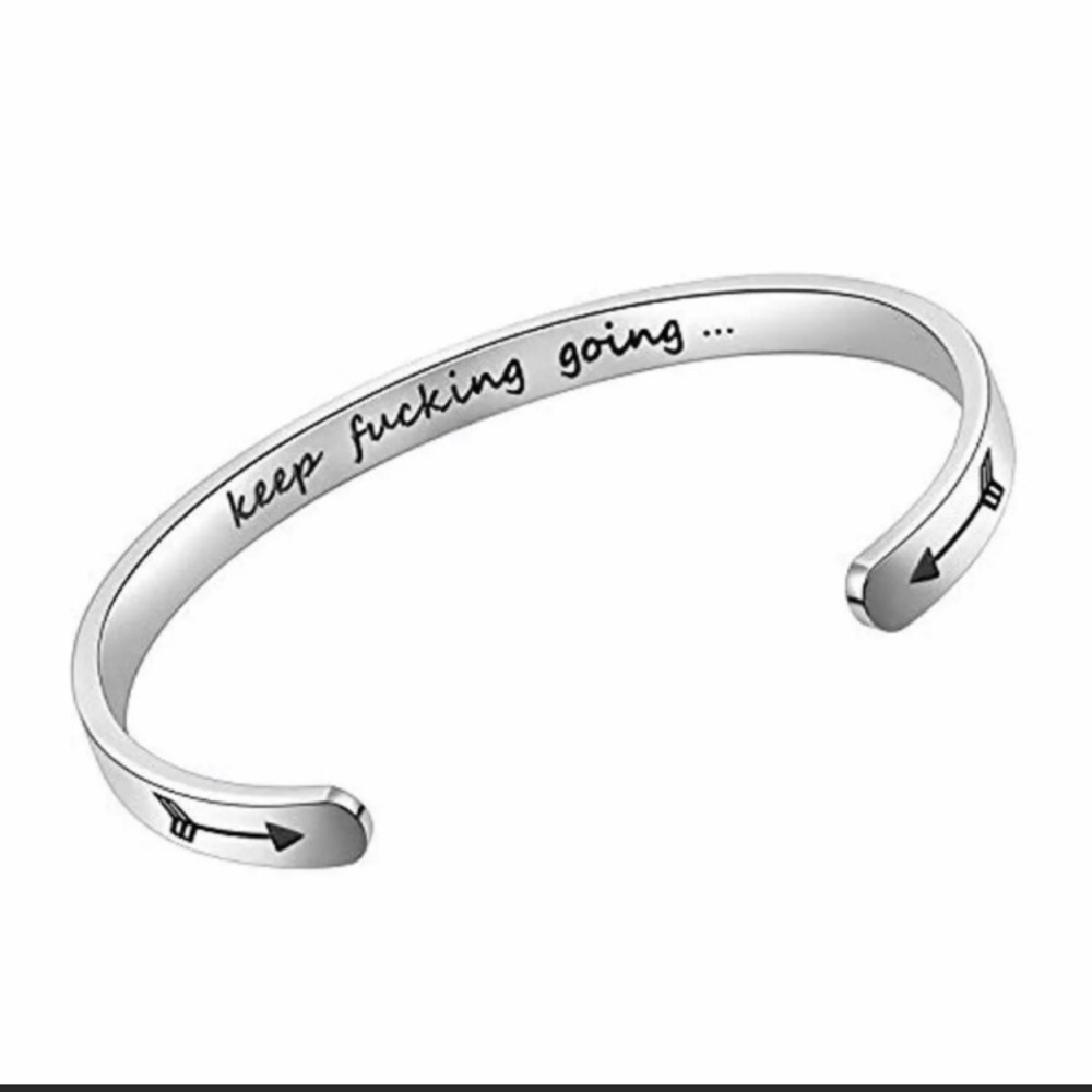 Inspirational quote bracelet cuff quote keep going